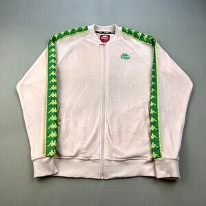 Kappa Track Jacket Womens Small Pink Green Velour Full Zip Sportswear Athletic